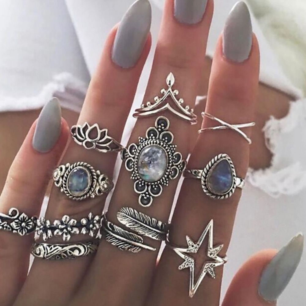 Boho Midi Ring Set of 11 pieces